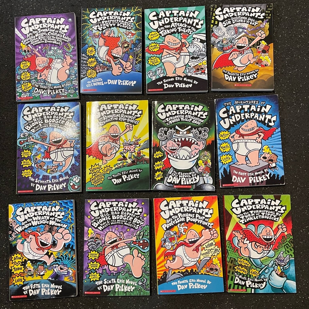 Captain Underpants book series, 1-12, like new